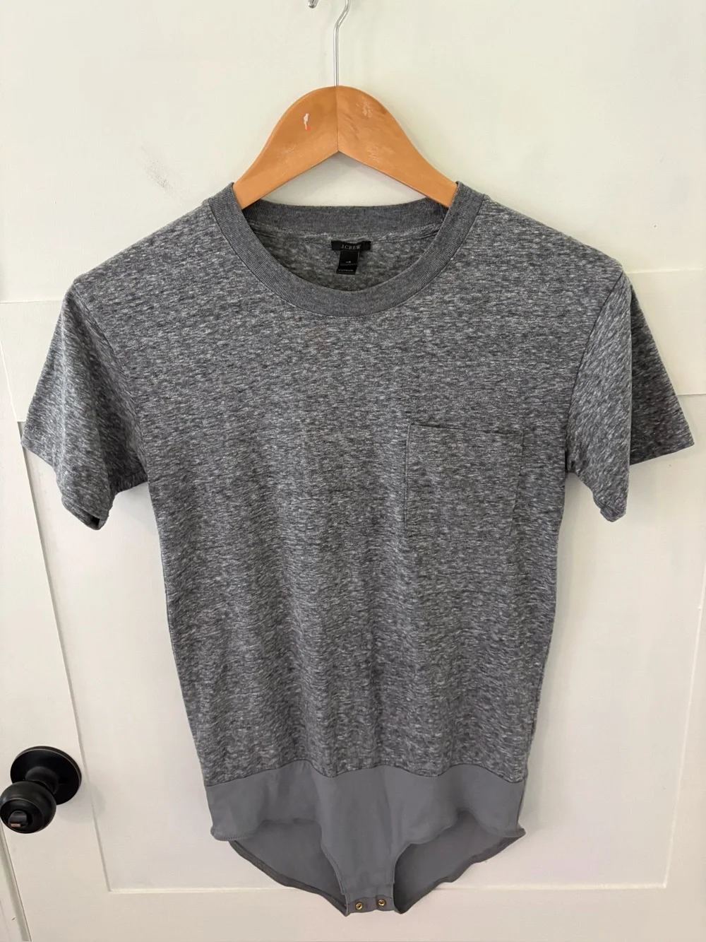 J. Crew Gray Bodysuit Pocket Tee. Size XS.